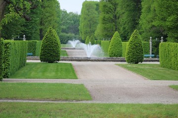small parallel fountains in the park