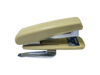 Gray stapler of office stationery on white background