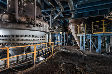 Interior of an old abandoned industrial steel factory