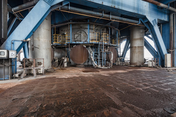 Interior of an old abandoned industrial steel factory