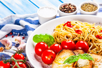 Spaghetti aglio e olio - pasta with chili and garlic