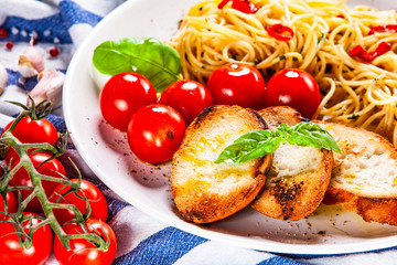 Spaghetti aglio e olio - pasta with chili and garlic