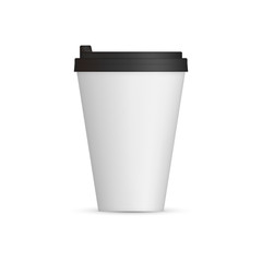 White Coffee Cap mock up. Empty mug template with space for logo or text. Vector illustration isolated on white background