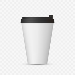 White Coffee Cap mock up. Empty mug template with space for logo or text. Vector illustration isolated on transparent background