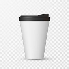 White Coffee Cap mock up. Empty mug template with space for logo or text. Vector illustration isolated on transparent background