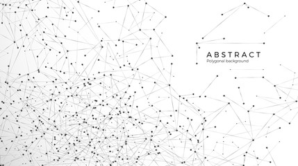 Abstract particle background. Mess network. Atomic and molecular pattern. Nodes connected in web. Futuristic plexus array big data. Vector illustration isolated on white background