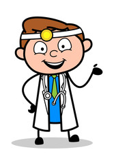 Presenting - Professional Cartoon Doctor Vector Illustration