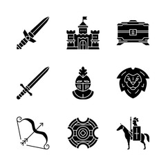 Medieval glyph icons set