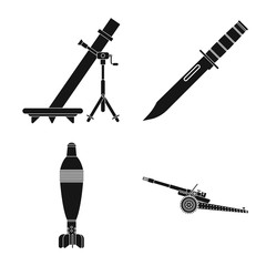 Vector design of weapon and gun sign. Set of weapon and army stock symbol for web.