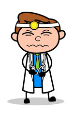 Stomach Problem - Professional Cartoon Doctor Vector Illustration