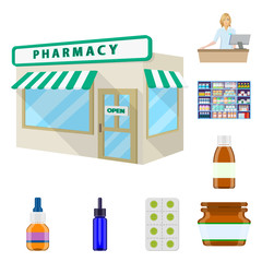 Isolated object of pharmacy and pharmaceutical symbol. Collection of pharmacy and health stock symbol for web.