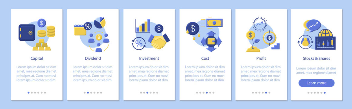 Financial management mobile app page screen vector template