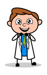 Watching with Waiting Eyes - Professional Cartoon Doctor Vector Illustration