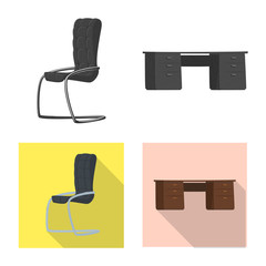 Vector illustration of furniture and work icon. Collection of furniture and home vector icon for stock.
