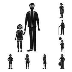 Vector illustration of face  and portrait icon. Set of face  and people stock symbol for web.