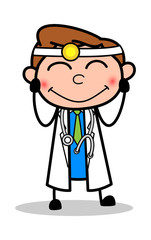 Feeling Shy - Professional Cartoon Doctor Vector Illustration