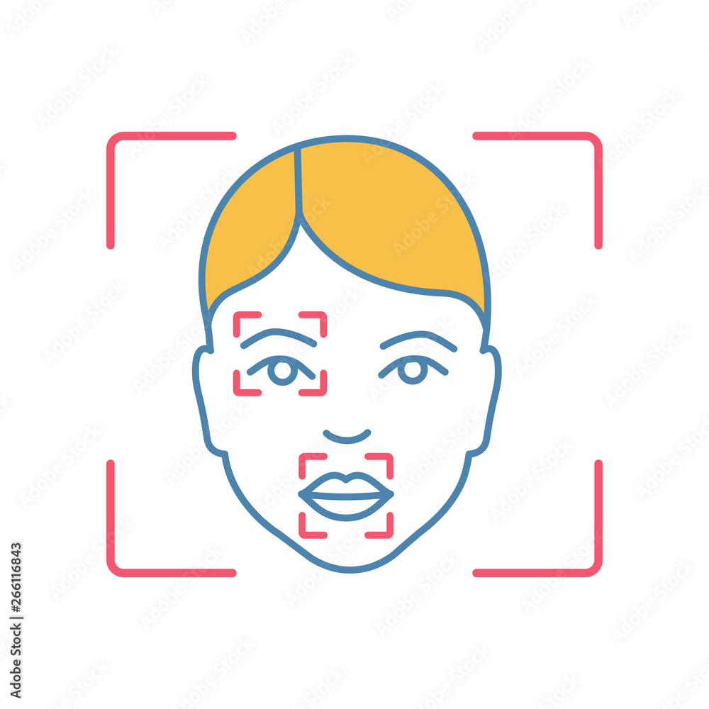 Poster face scanning procedure color icon