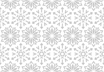 Abstract geometric pattern with lines, snowflakes. A seamless vector background. White and grey texture. Graphic modern pattern