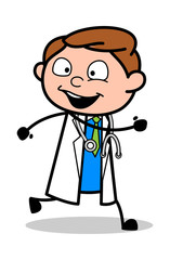 Running with Joy - Professional Cartoon Doctor Vector Illustration