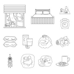 Vector design of dreams and night logo. Set of dreams and bedroom stock vector illustration.