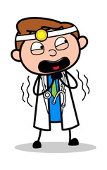 Shivering - Professional Cartoon Doctor Vector Illustration