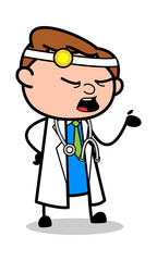Talking with Hand Gesture - Professional Cartoon Doctor Vector Illustration