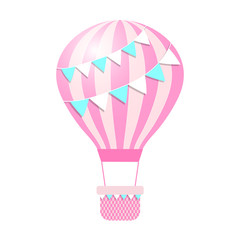 Colorful hot air balloon isolated on a white background. Cartoon. Flight, walk, sport,holiday. - 266118035