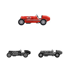 Vector illustration of car and rally icon. Set of car and race stock vector illustration.
