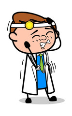 Itching Expression - Professional Cartoon Doctor Vector Illustration