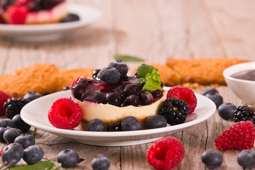 Cheesecakes with mixed berries.