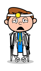 Handicapped Patient - Professional Cartoon Doctor Vector Illustration