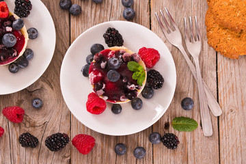 Cheesecakes with mixed berries.