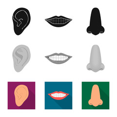 Isolated object of body and part logo. Collection of body and anatomy vector icon for stock.