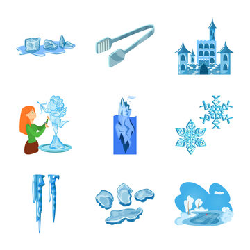 Vector illustration of frost and water  sign. Collection of frost and wet  stock vector illustration.