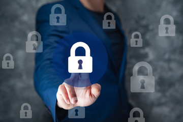 man touching lock in the screen