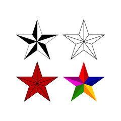 Set of five-pointed classic stars