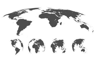 World Map Isolated on White Background in Gray Color. Vector Illustration