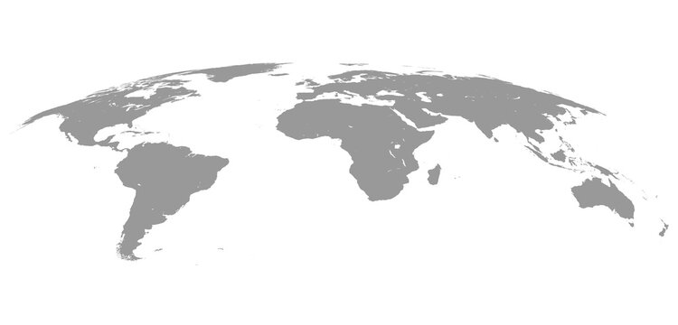 Fototapeta World Map Isolated on White Background in Gray Color. Vector Illustration