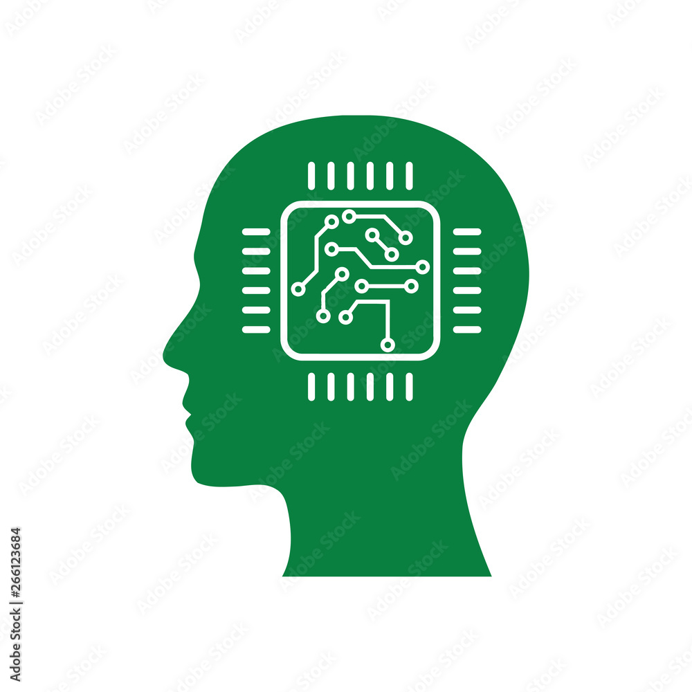 Sticker digital human head, brain, technology, head, memory, creative technology mind, artificial intelligen