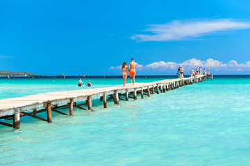 Wooden jetty in the turquoise Sea