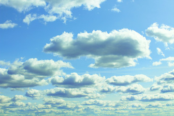 Beautiful cumulus clouds. Horizontal view. Background. Landscape.
