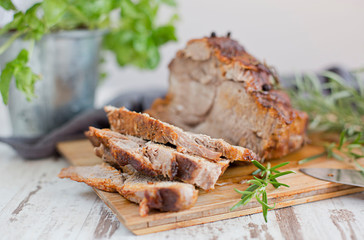 Roasted pork with herbs