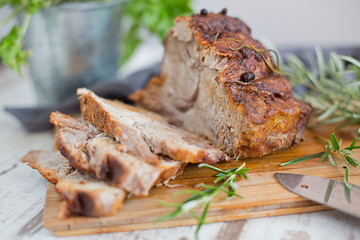 Roasted pork with herbs