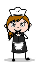 Hopeful - Retro Cartoon Waitress Female Chef Vector Illustration