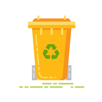 Trash container flat color icon. Sign for web page, mobile app, banner. Isolated flat template.