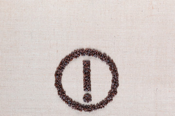 Attention icon on linea texture aligned bottom center.