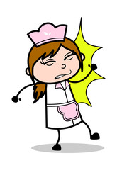 Punched - Retro Cartoon Waitress Female Chef Vector Illustration