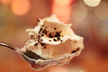 Cold coffee drink frappe with whipped cream