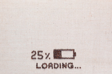 Loading bar showing 25 percent progress on linea texture aligned bottom center.