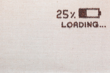 Loading bar showing 25 percent progress on linea texture aligned top right.